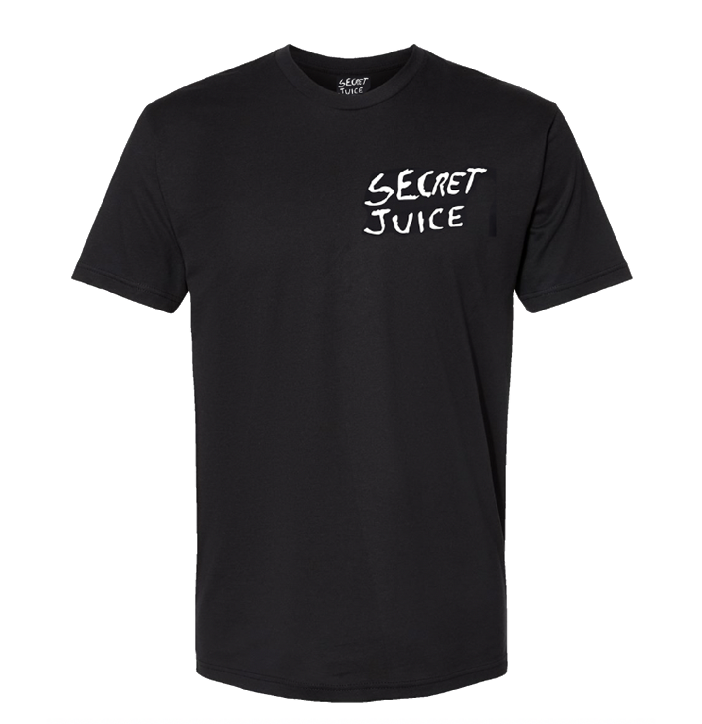 Secret Juice Left Chest Print Tee - Black with White Print