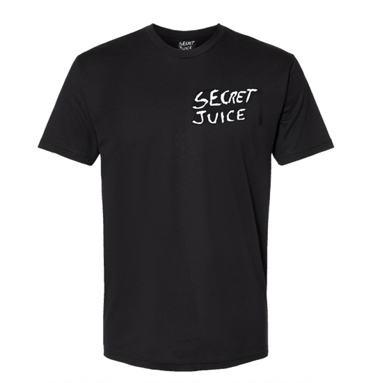 Secret Juice Left Chest Print Tee - Black with White Print